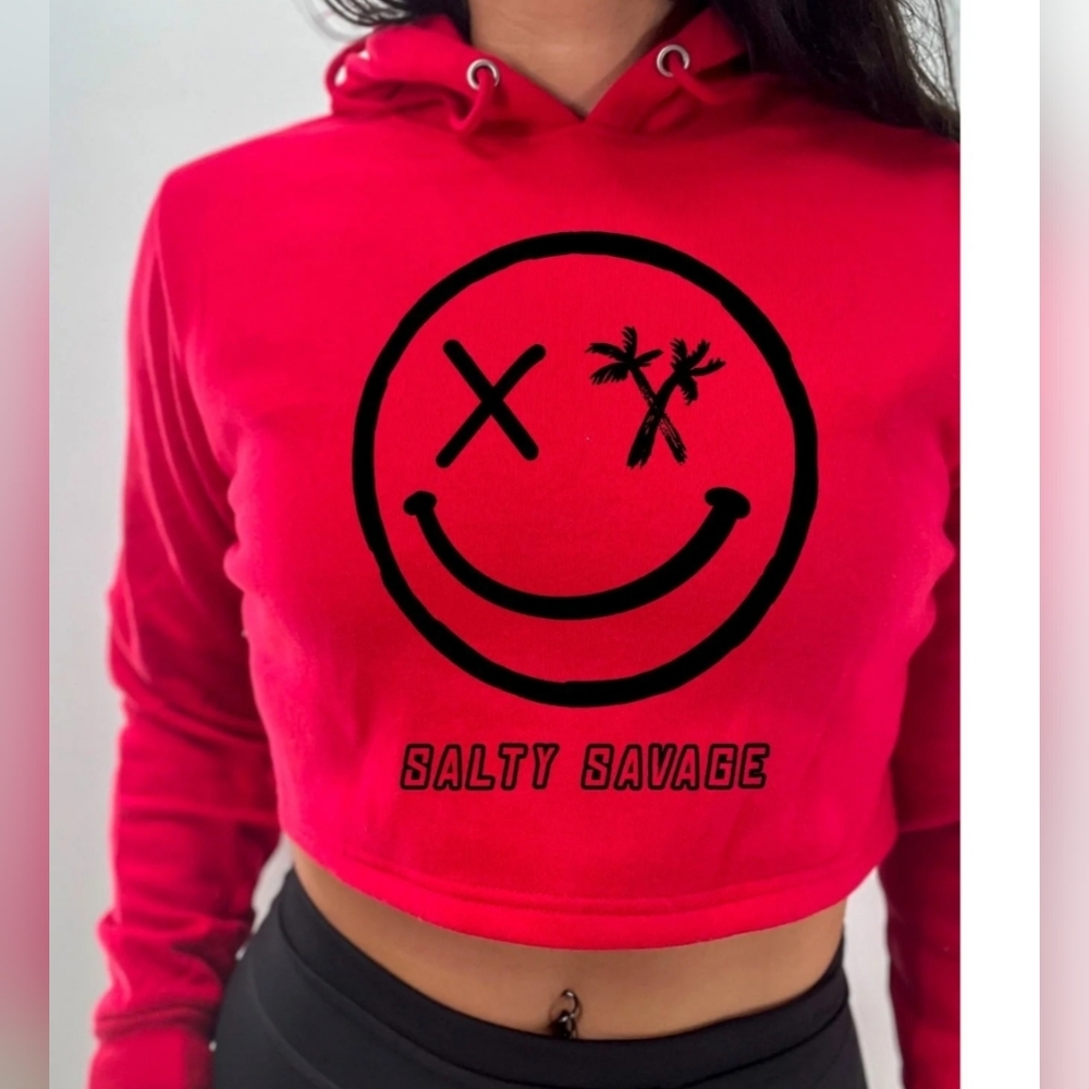 Salty Savage Cropped Hoodie in Medium